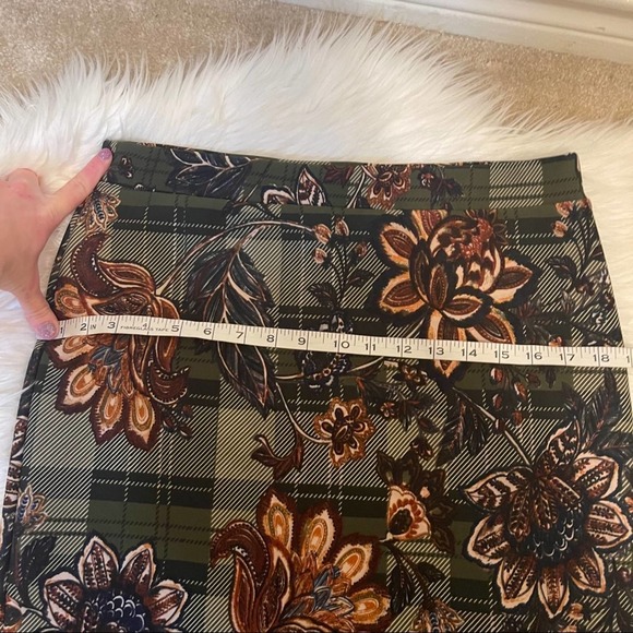 Melissa Paige Green Orange Floral Plaid Pattern Pencil Skirt Medium - Picture 10 of 10